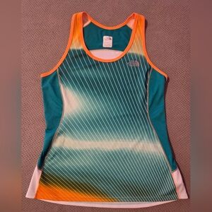 Women's North Face gym workout Tank top Orange & Teal Size Small flash dry activ